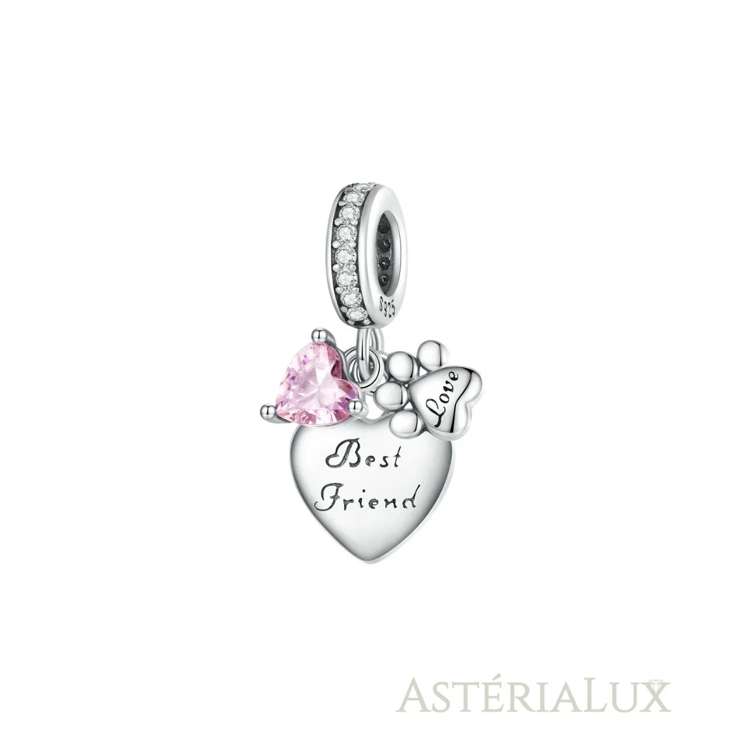 Berloque Mãe de Pet de Prata 925 e Zircão Rosa