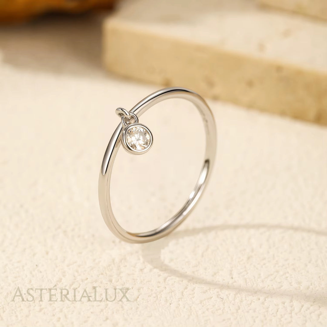 Anel de Moissanite Redondo em Prata 925