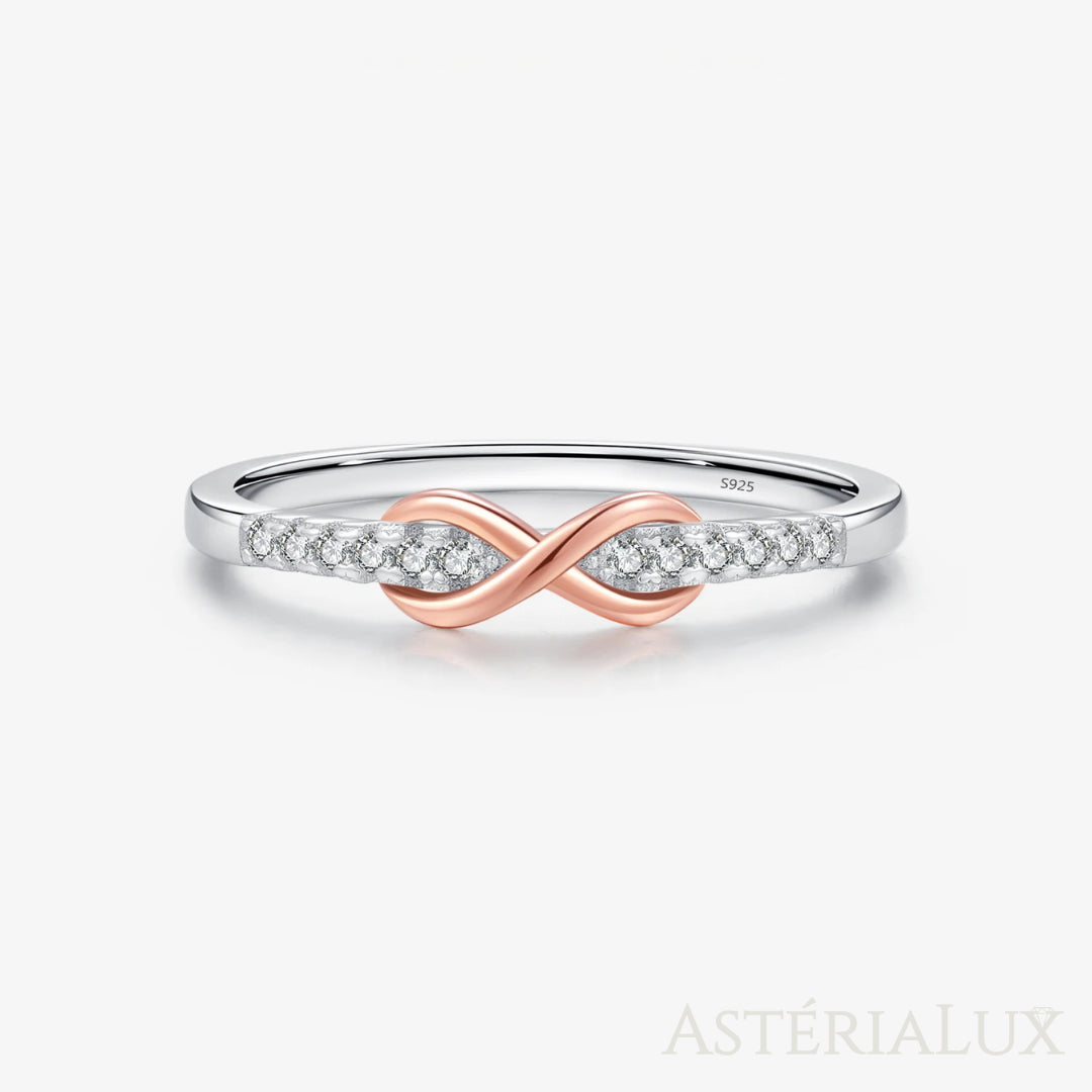 Anel Infinito com Ouro Rosa e Zircão em Prata 925