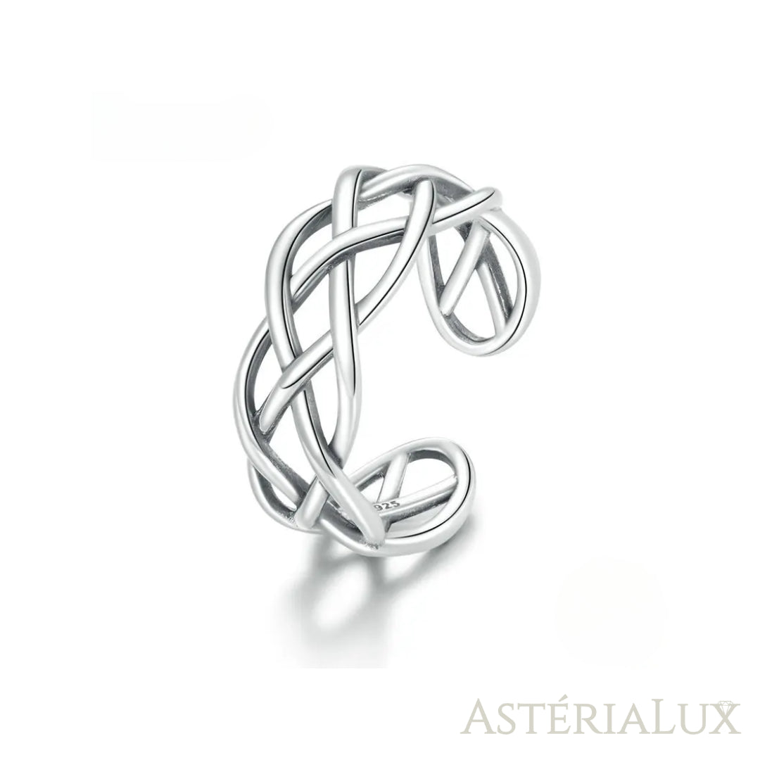Anel Ajustável Trama Nobre em Prata 925