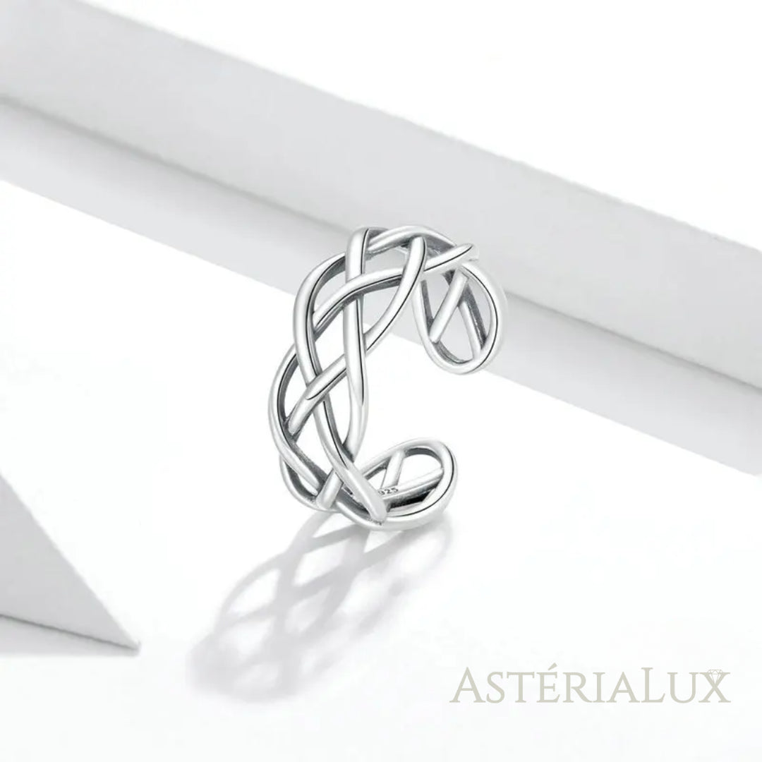 Anel Ajustável Trama Nobre em Prata 925