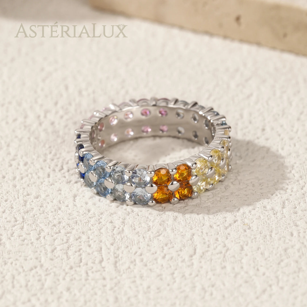 Anel Eternidade com Zircônia Geométrica em Prata 925