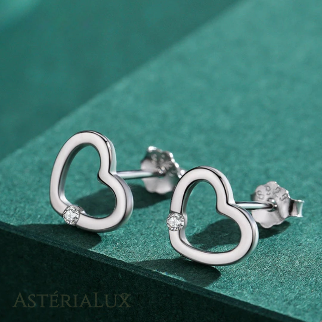 Brincos de Coração com Zircônia em Prata 925