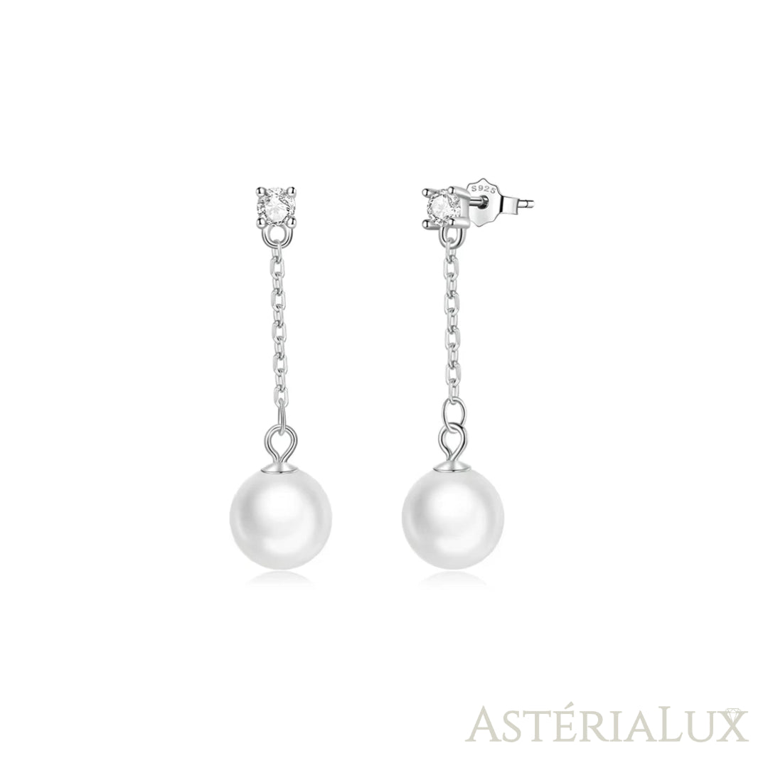 Brincos de Pérola em Prata Esterlina 925 com Banho de Ouro Branco