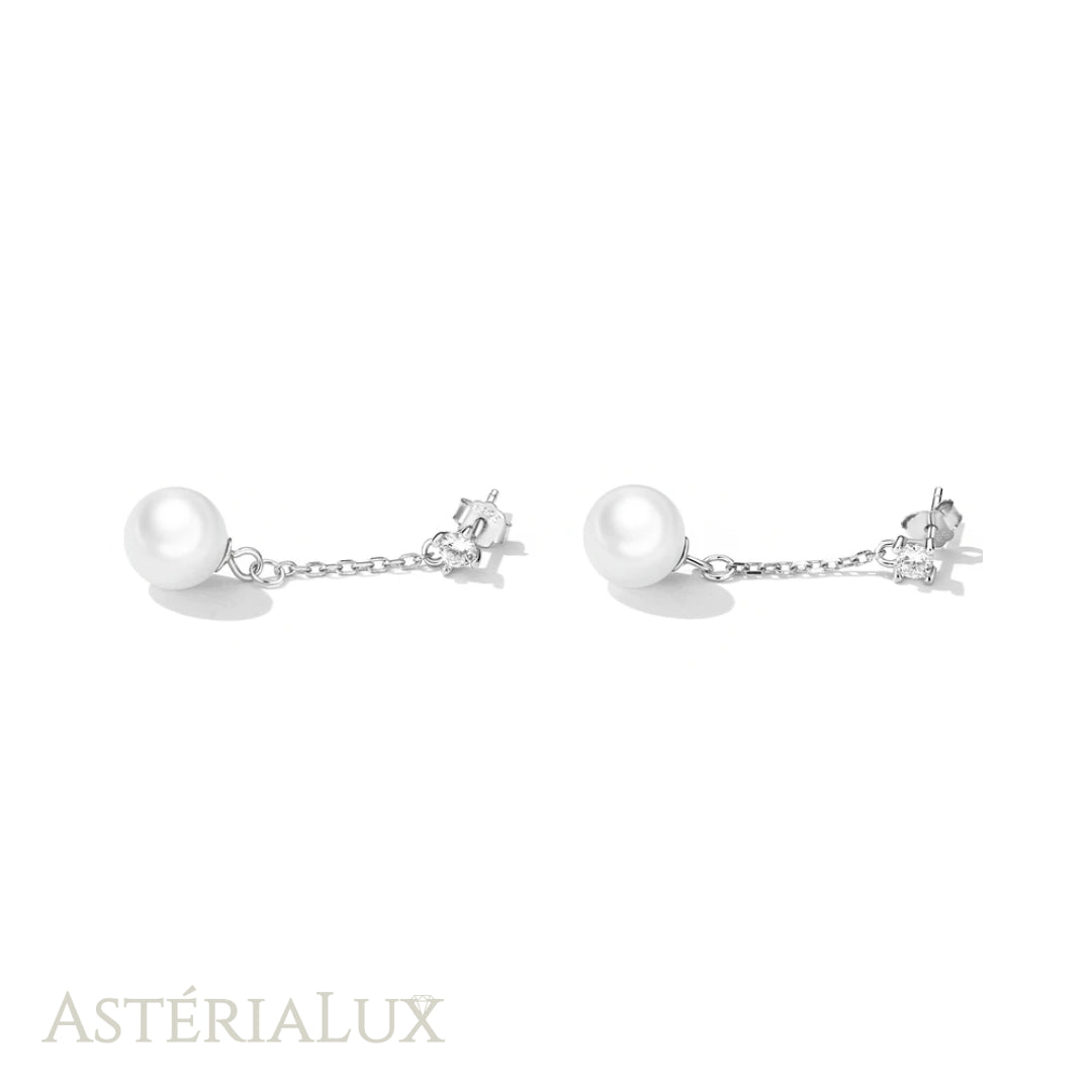 Brincos de Pérola em Prata Esterlina 925 com Banho de Ouro Branco