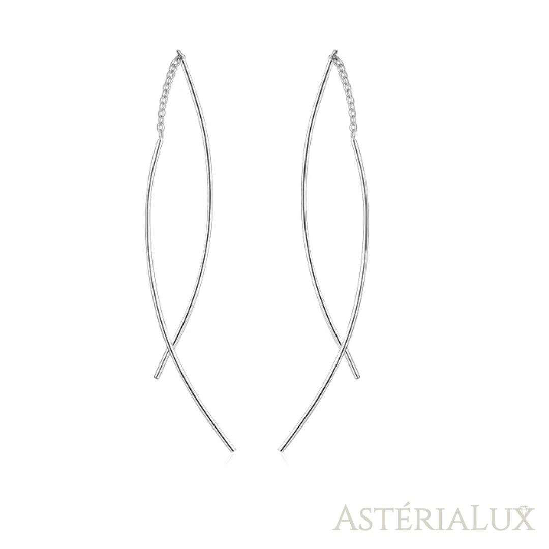 Brincos Geométricos com Corrente Longa em Prata 925