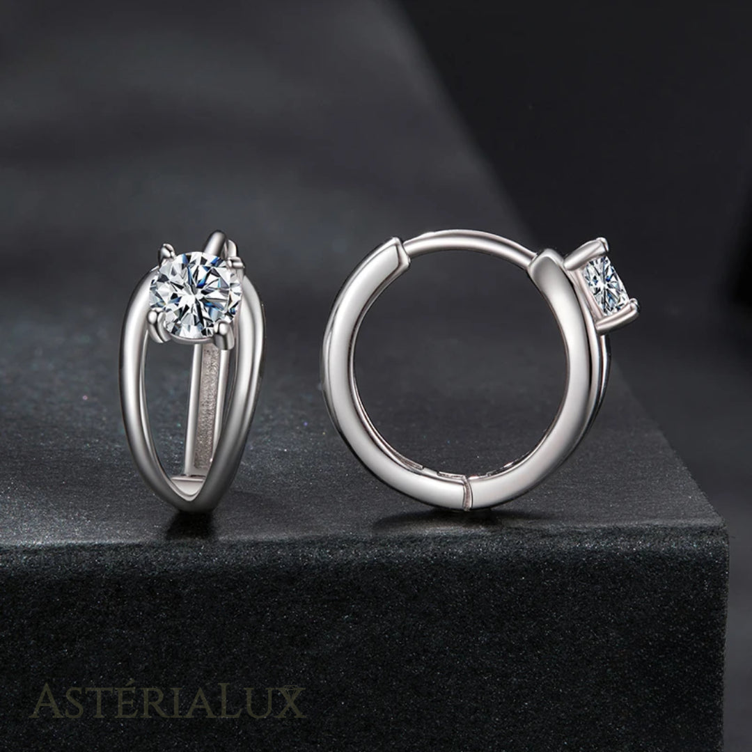 Brincos de Argola com Moissanite 0.3ct em Prata 925