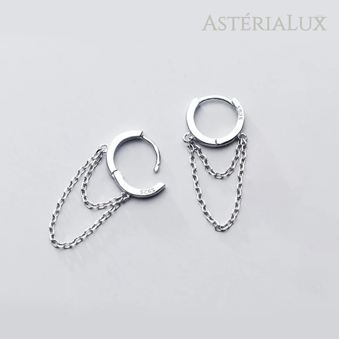 Brinco de Argola com Corrente Dupla em Prata 925