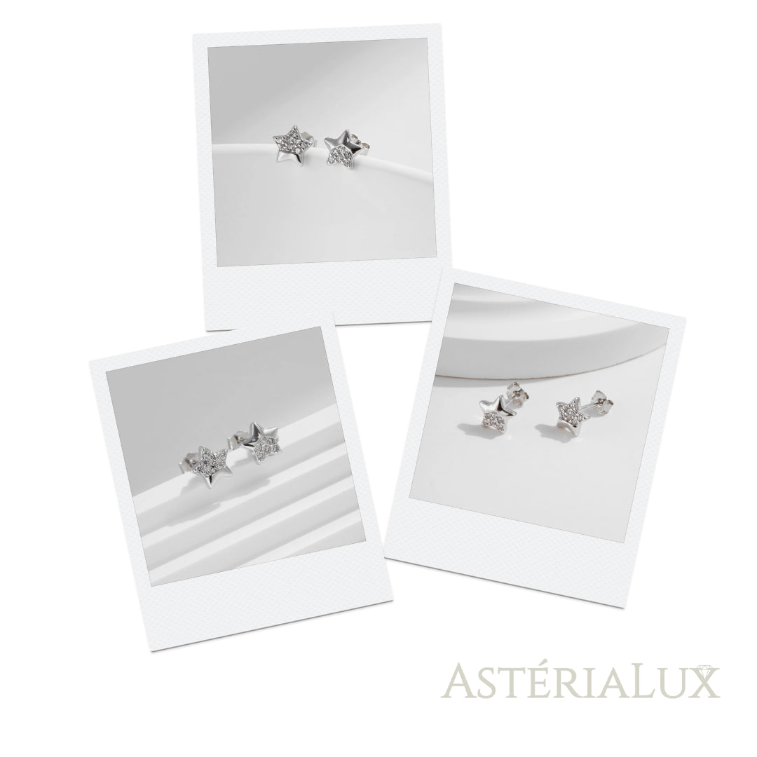 Brincos Estrela com Zircônia em Prata 925