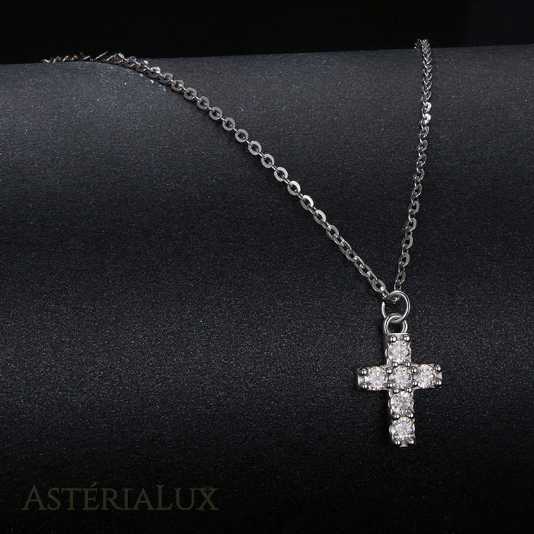 Conjunto de Joias Cruz Elegante de Moissanite em Prata 925