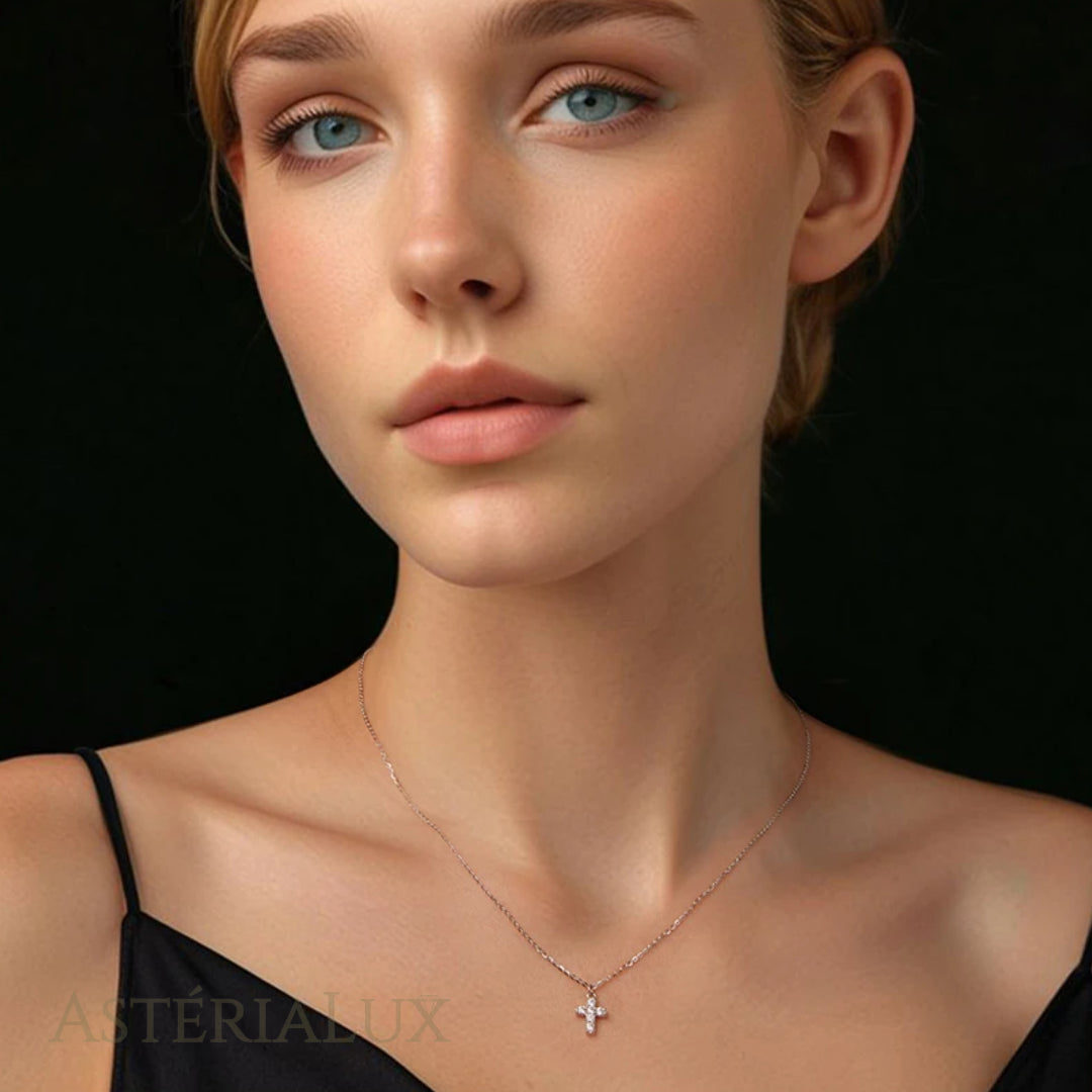 Conjunto de Joias Cruz Elegante de Moissanite em Prata 925