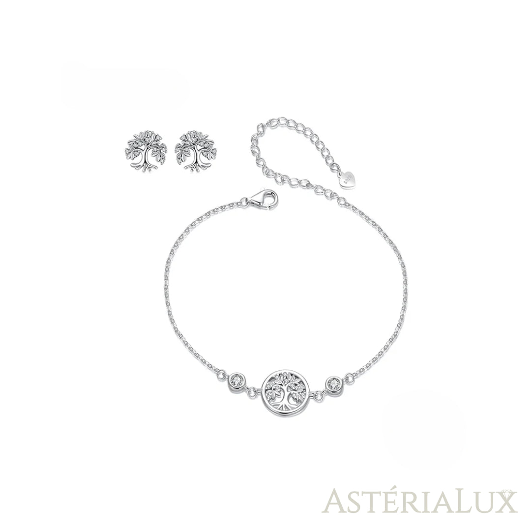 Conjunto de Joias Árvore da Vida com Zircônia em Prata 925