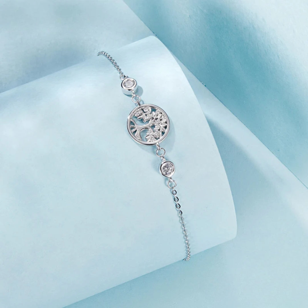 Conjunto de Joias Árvore da Vida com Zircônia em Prata 925