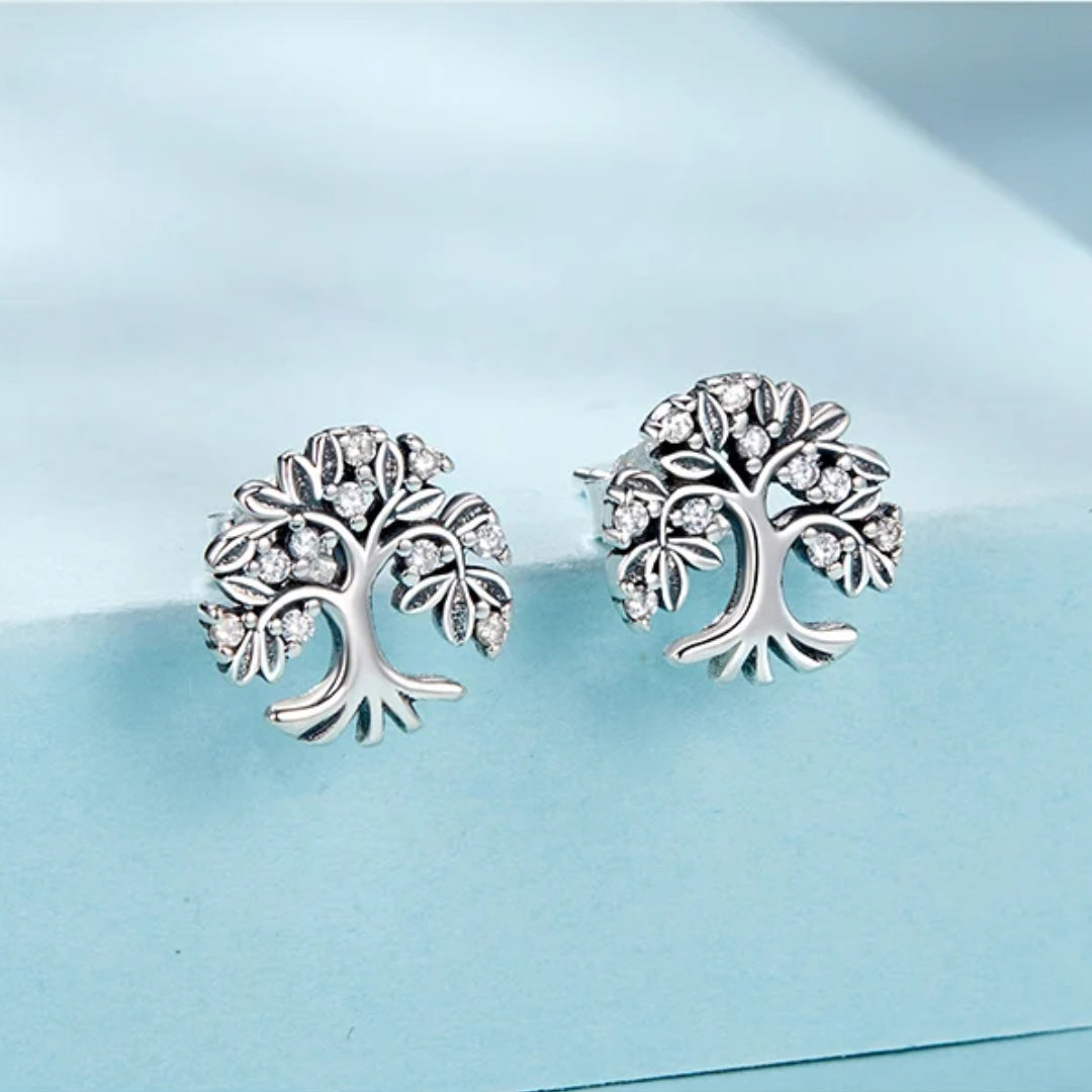 Conjunto de Joias Árvore da Vida com Zircônia em Prata 925