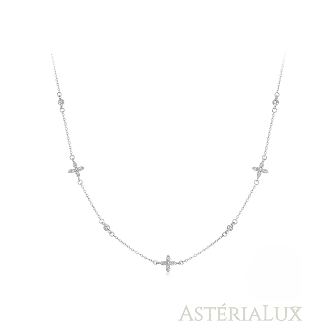 Colar Flor com Zircônia de Prata 925