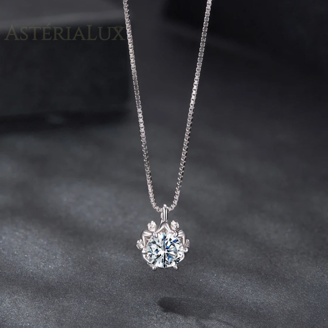 Colar Halo Flor Moissanite 0.5ct em Prata 925
