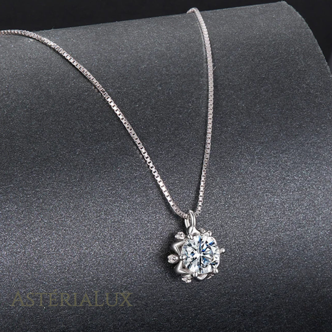 Colar Halo Flor Moissanite 0.5ct em Prata 925