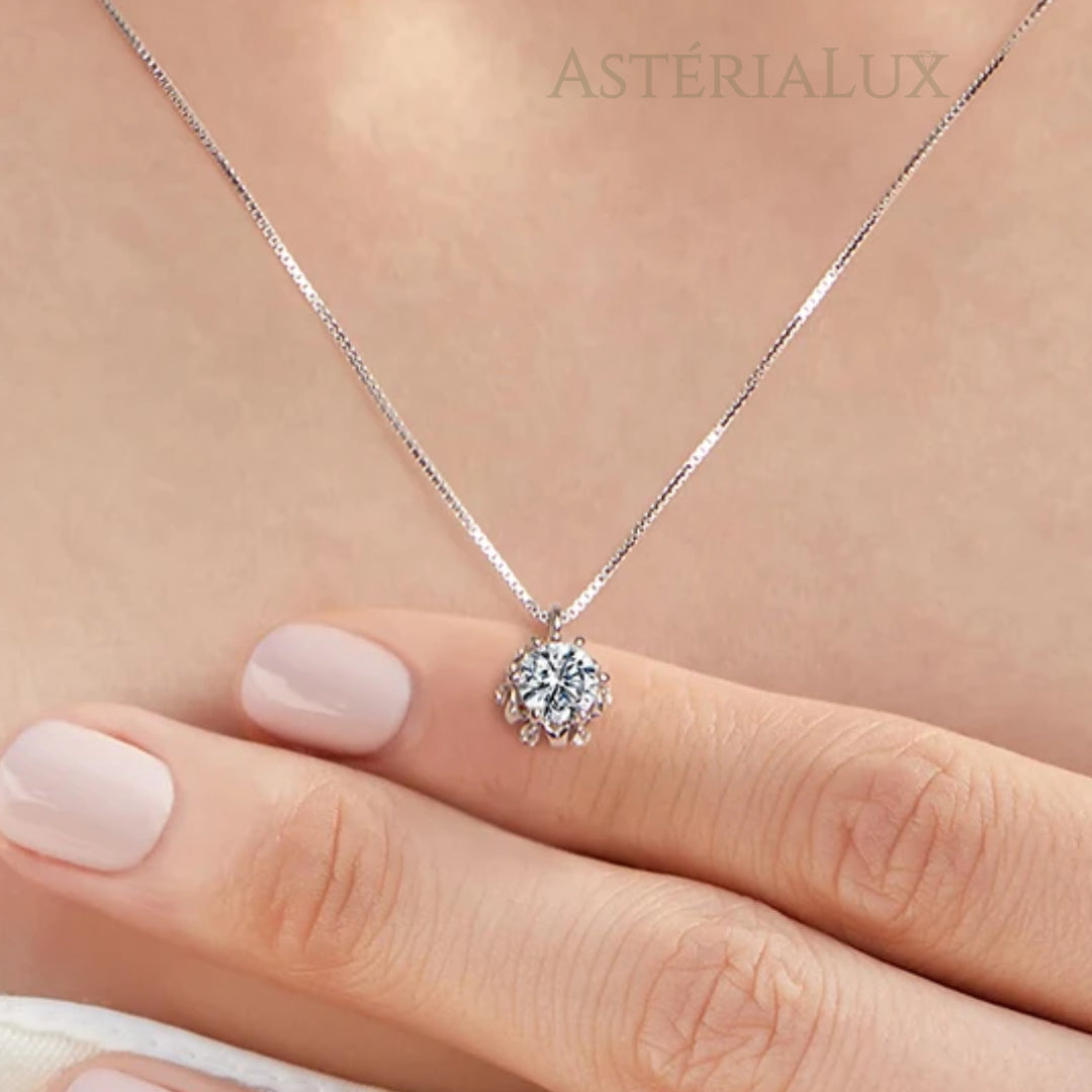 Colar Halo Flor Moissanite 0.5ct em Prata 925
