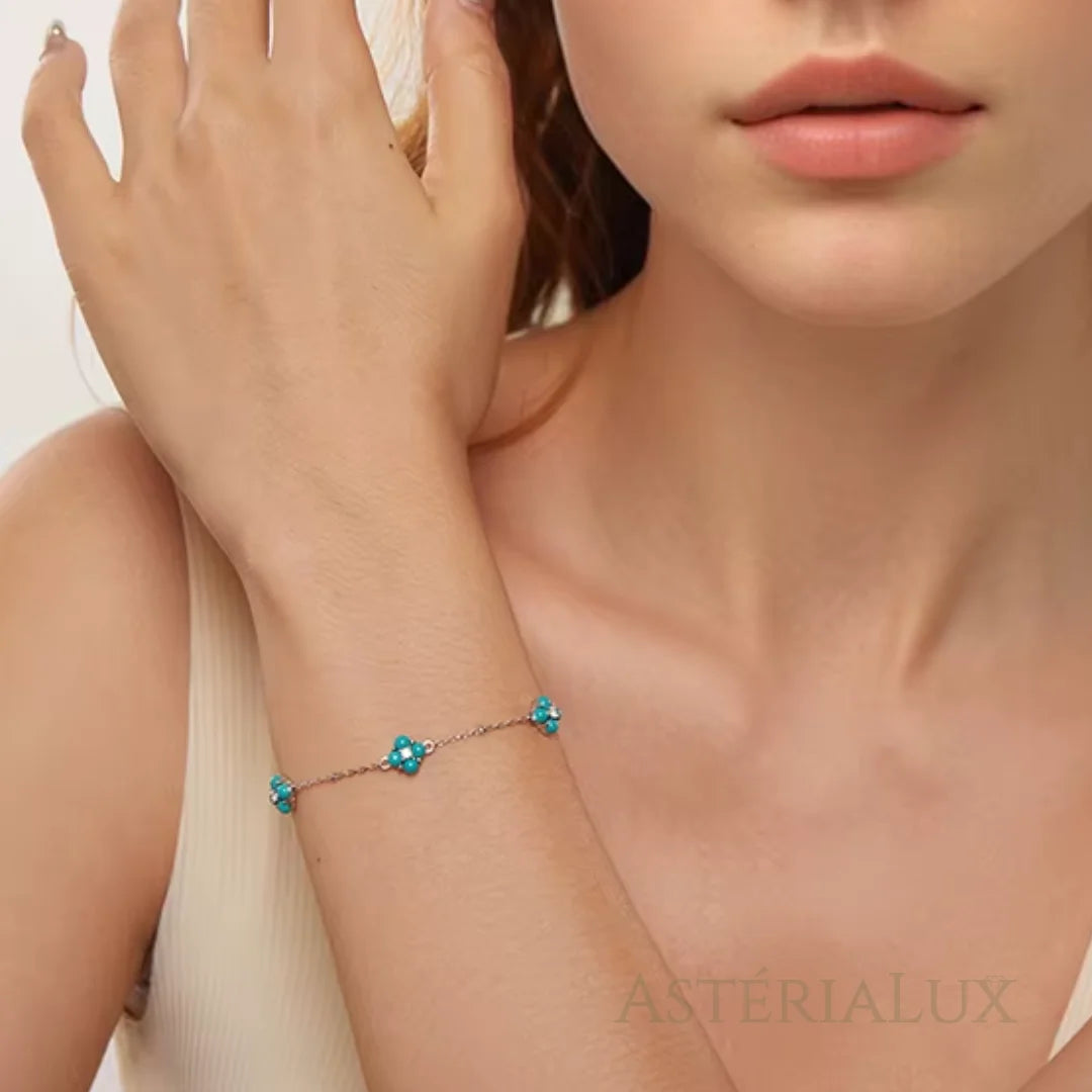 Pulseira de Trevo Turquesa em Prata 925