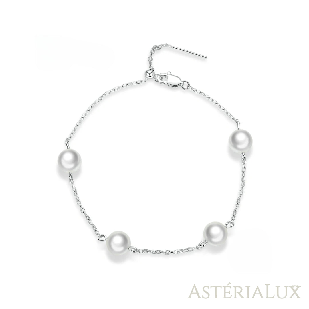 Pulseira Elegante com Pérolas em Prata 925