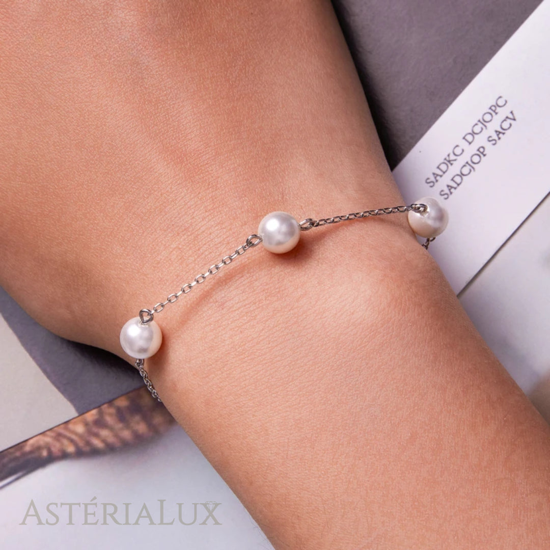 Pulseira Elegante com Pérolas em Prata 925