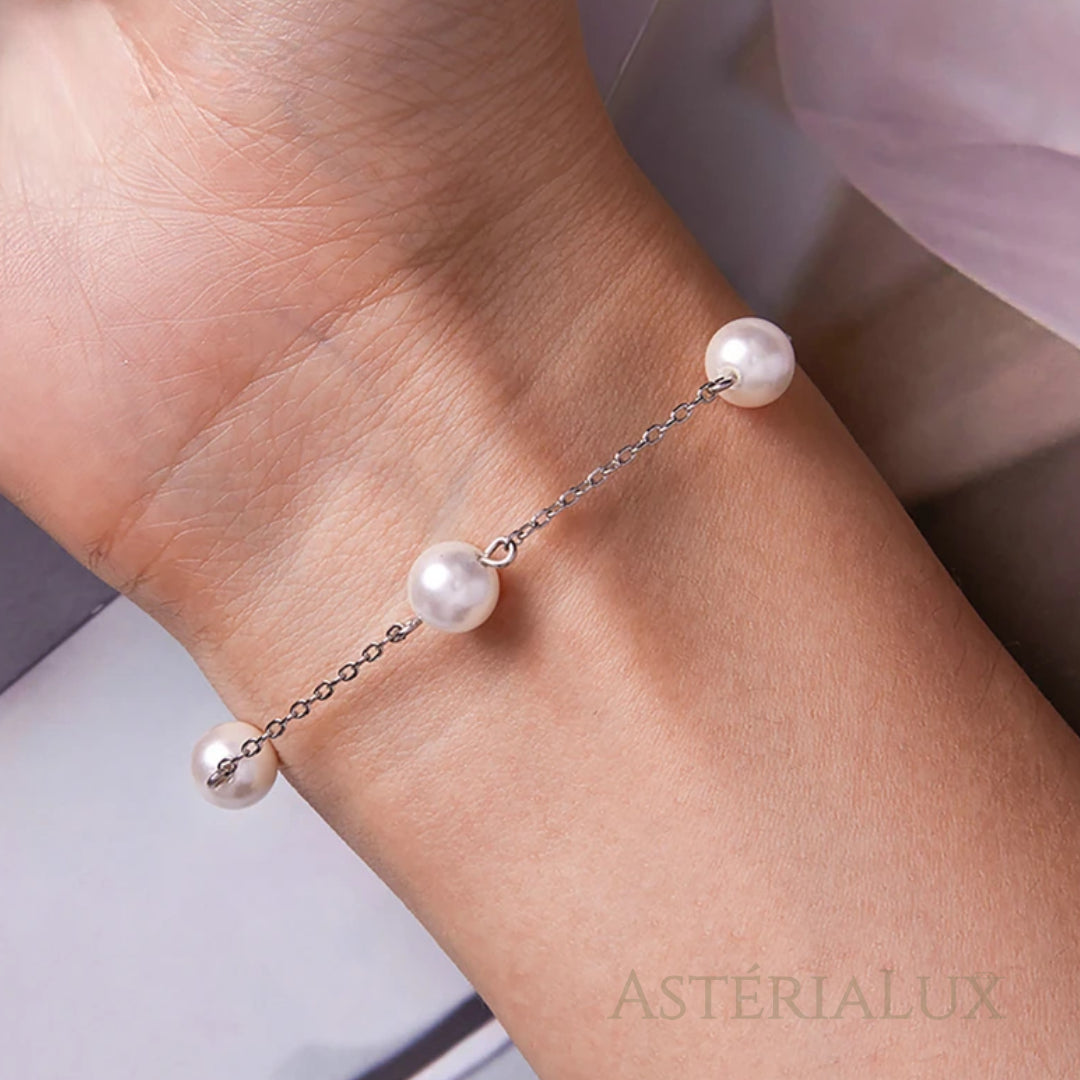 Pulseira Elegante com Pérolas em Prata 925