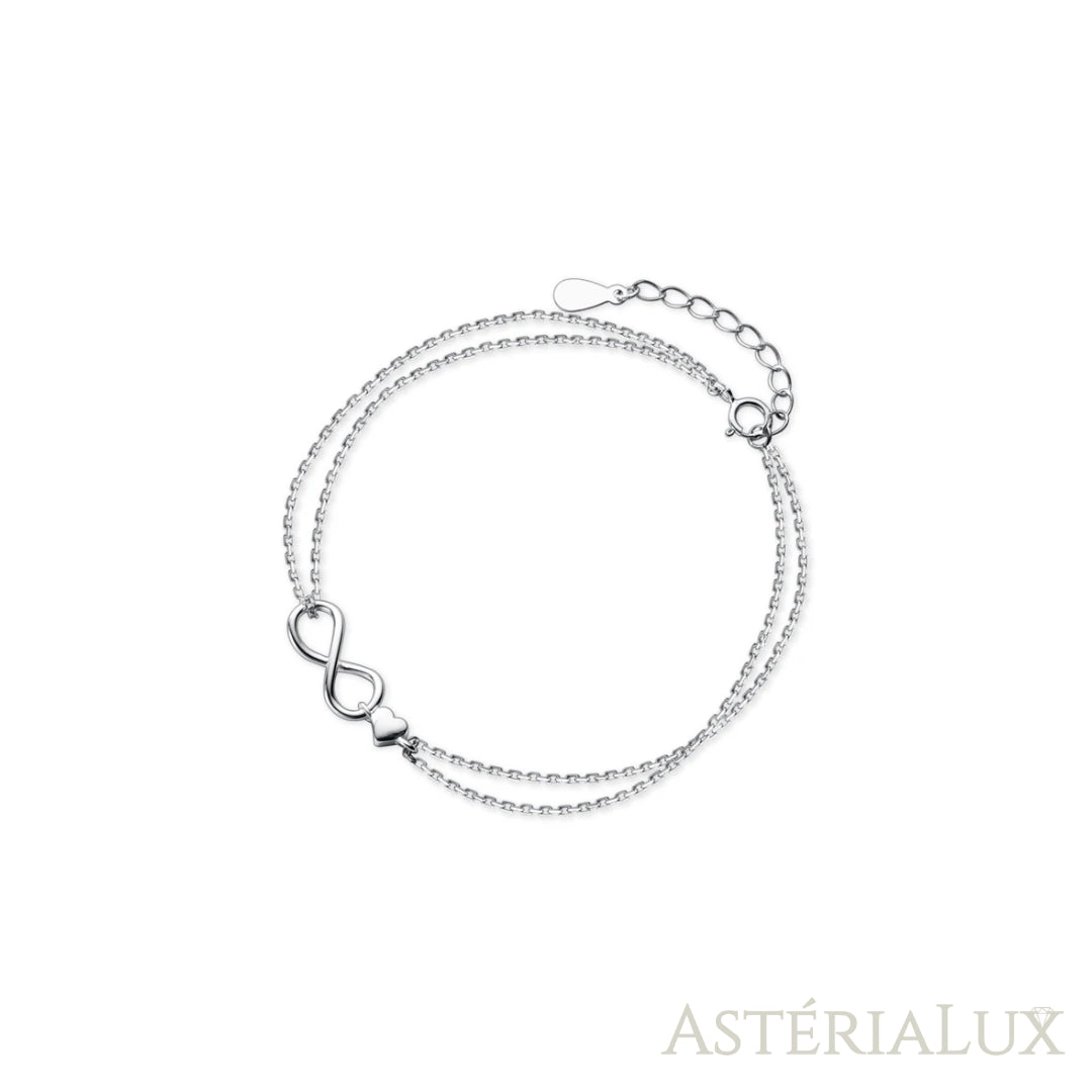 Pulseira Infinito com Coração em Prata 925