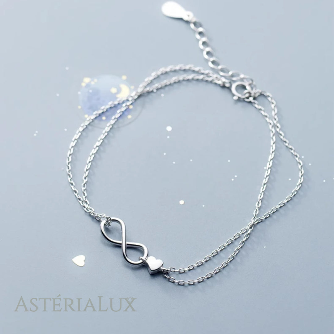 Pulseira Infinito com Coração em Prata 925