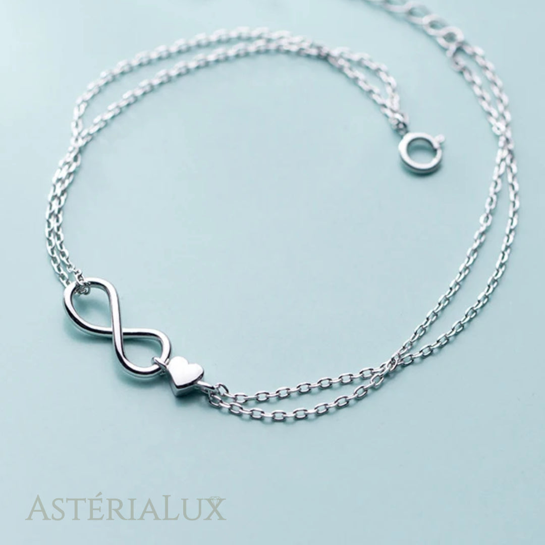Pulseira Infinito com Coração em Prata 925