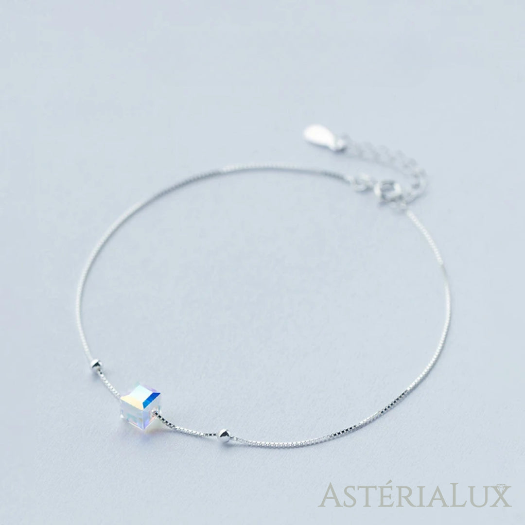 Tornozeleira com Cristal Geométrico em Prata 925