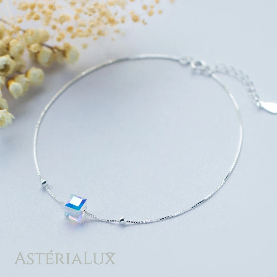 Tornozeleira com Cristal Geométrico em Prata 925
