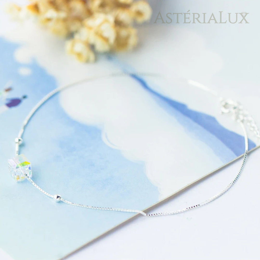 Tornozeleira com Cristal Geométrico em Prata 925